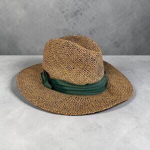 Summer Club Wide Brim Straw Sun Hat Small 20" Green Band Styled in Australia